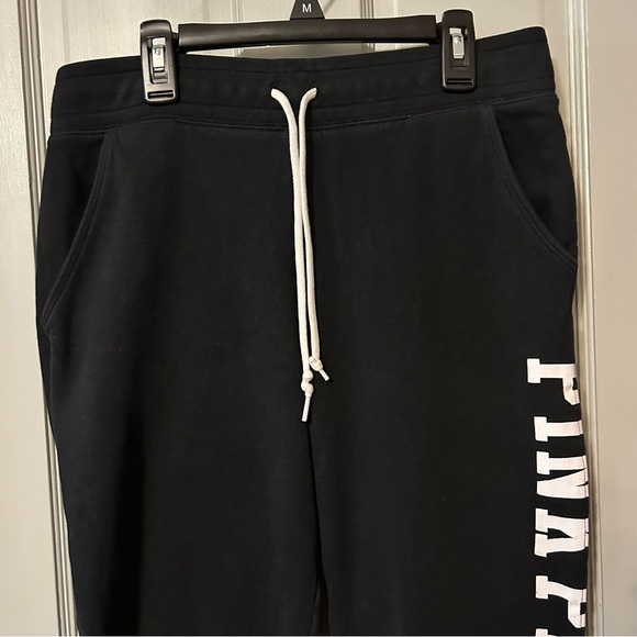PINK Victoria's Secret Black Joggers with White Logo Size M - Picture 4 of 11